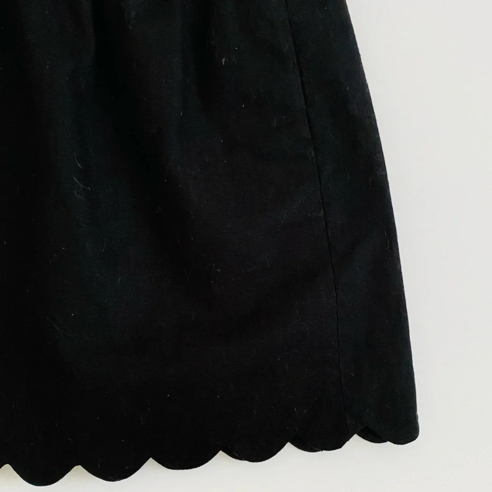J.CREW FACTORY LINEN BLEND SKIRT SCALLOP HEM PAPERBAG WAIST SIZE 2 BLACK